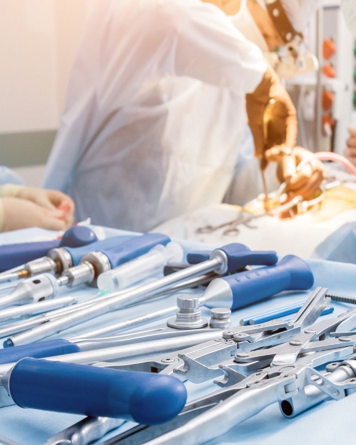 Doctors at surgery using tools available to them