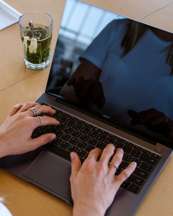 Woman working on her laptop