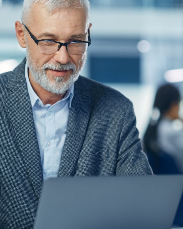 IT professional works on his computer