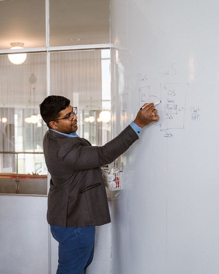Man writing on a whiteboard