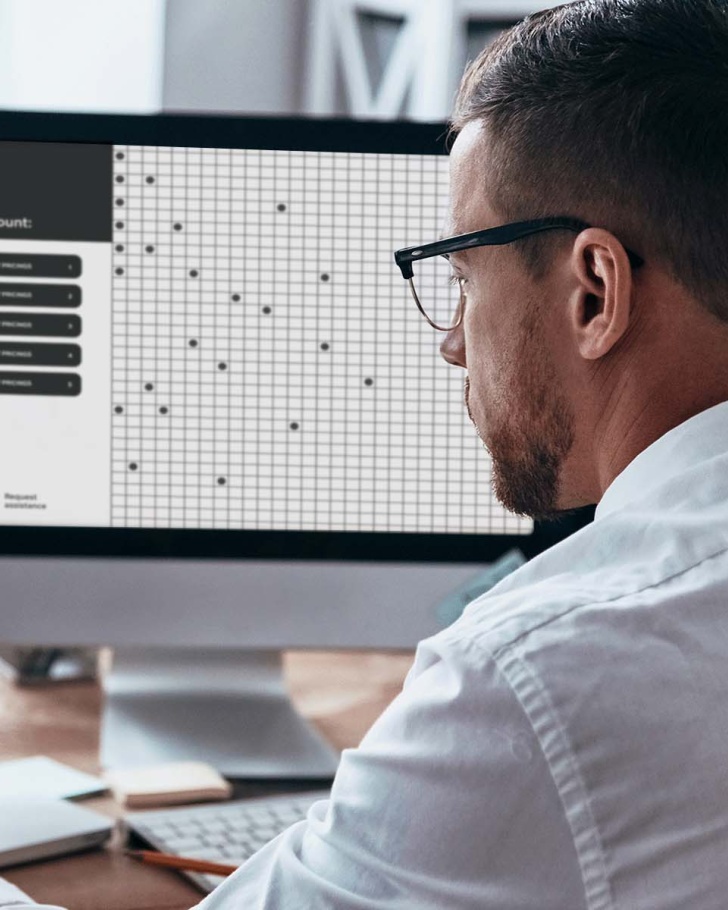 Businessman working on office computer
