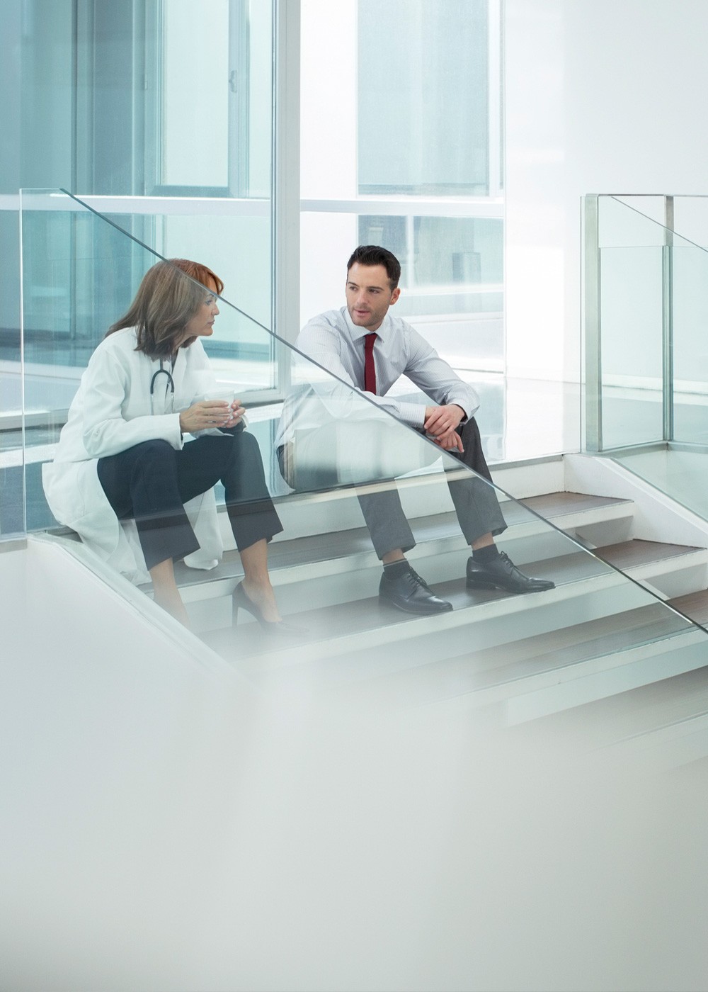 Medical staff on stairs