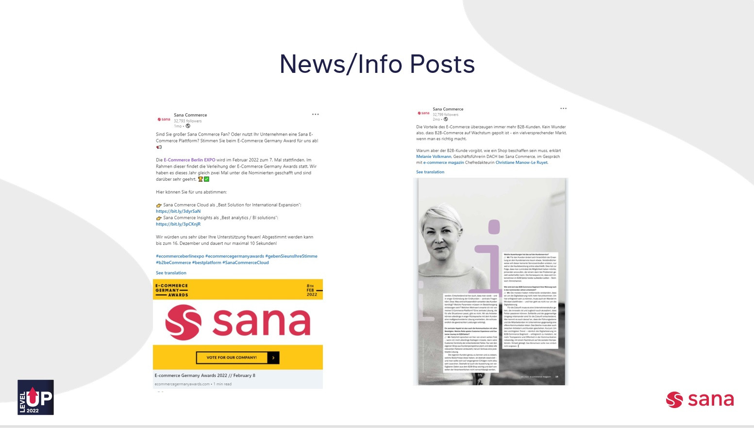 Posting Beispiele von Sana Commerce zum Thema Thought Leadership