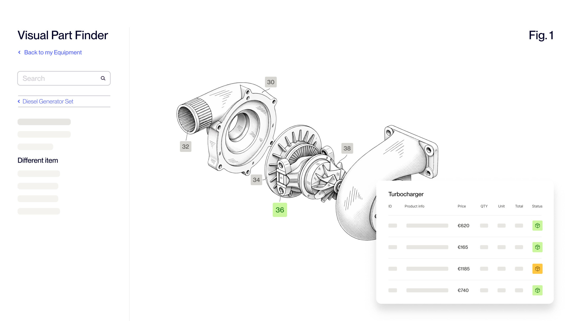 visual part finder exploded view of part with itemized part list