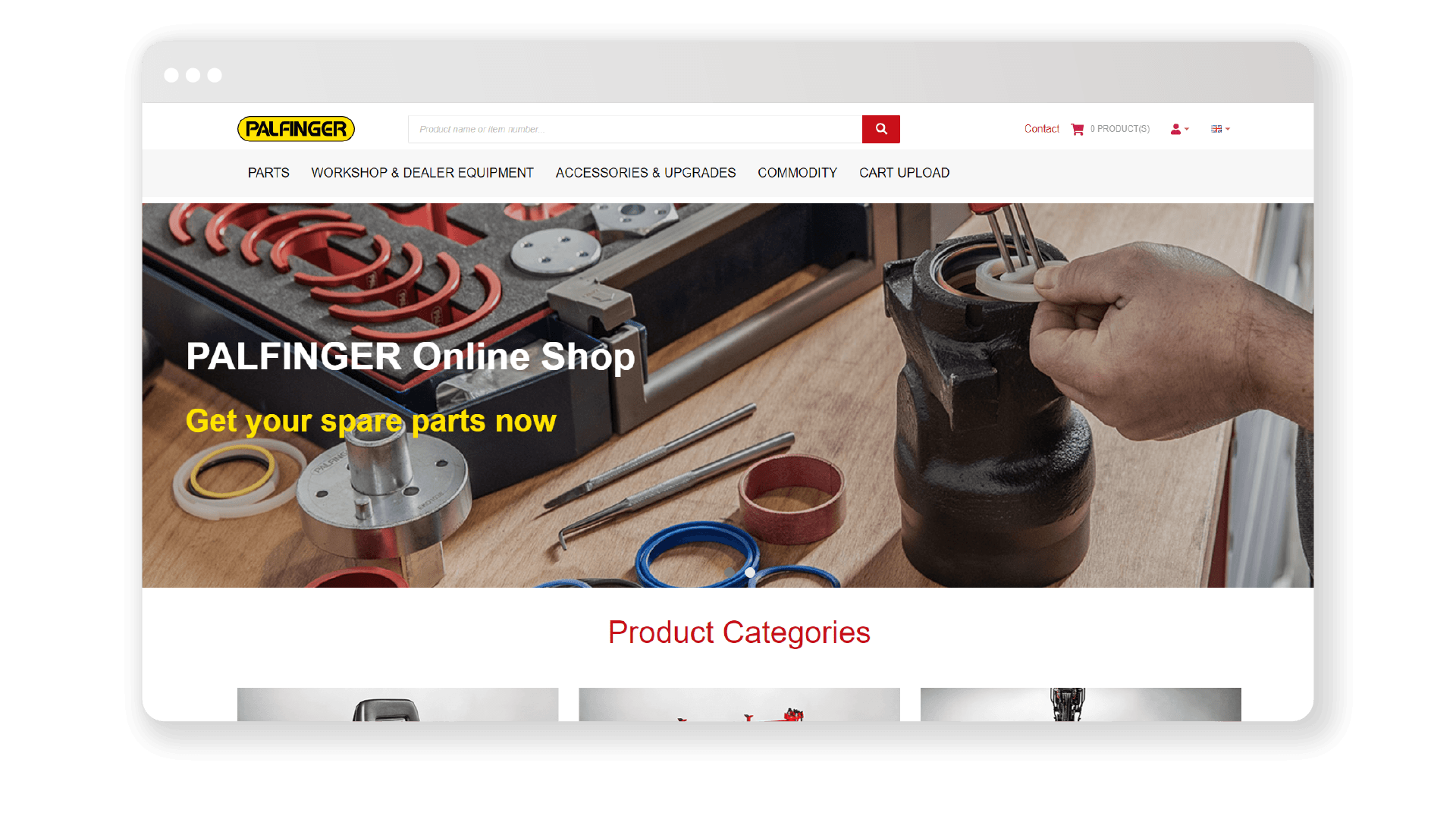 palfinger home page built with sana commerce cloud
