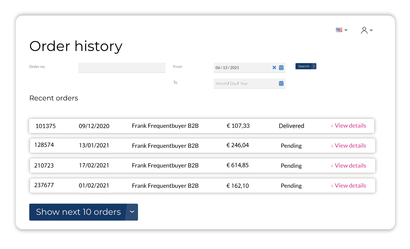 online and offline order history