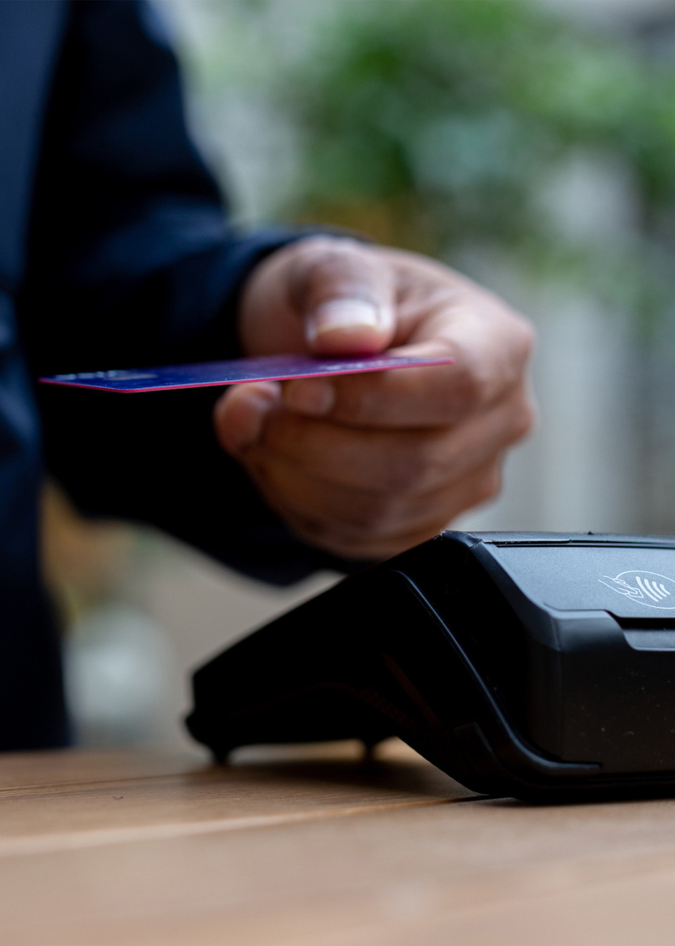 Customer paying using credit card