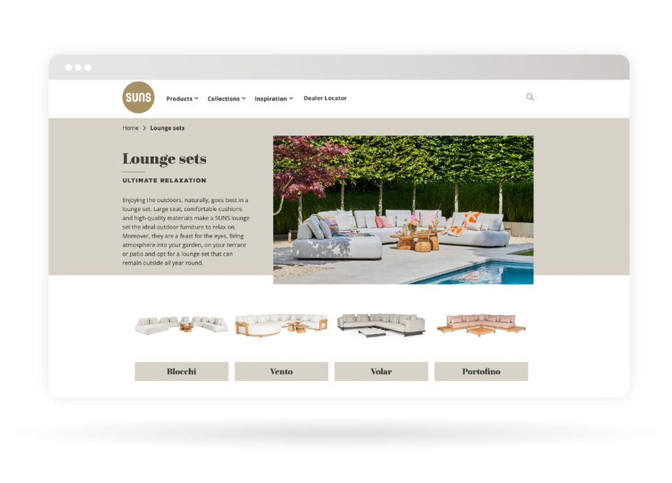 sunsit product lists page with sana commerce cloud
