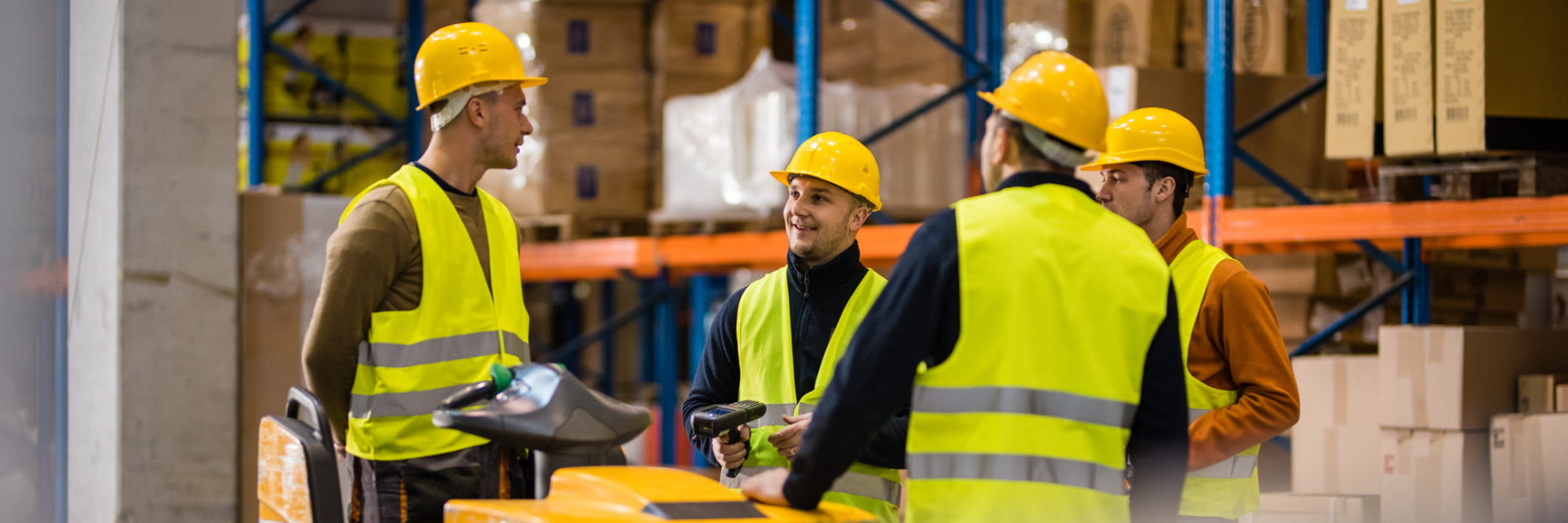 warehousing banner team discussing