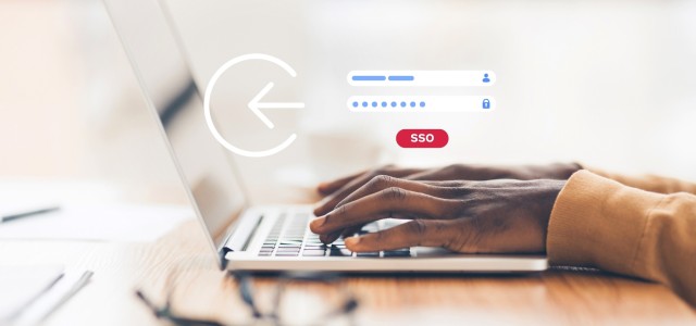 Man uses laptop and takes advantage of SSO feature