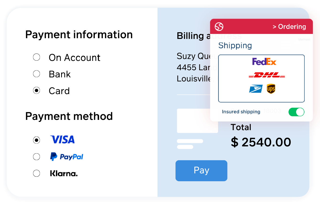 payment options global e-commerce feature product image