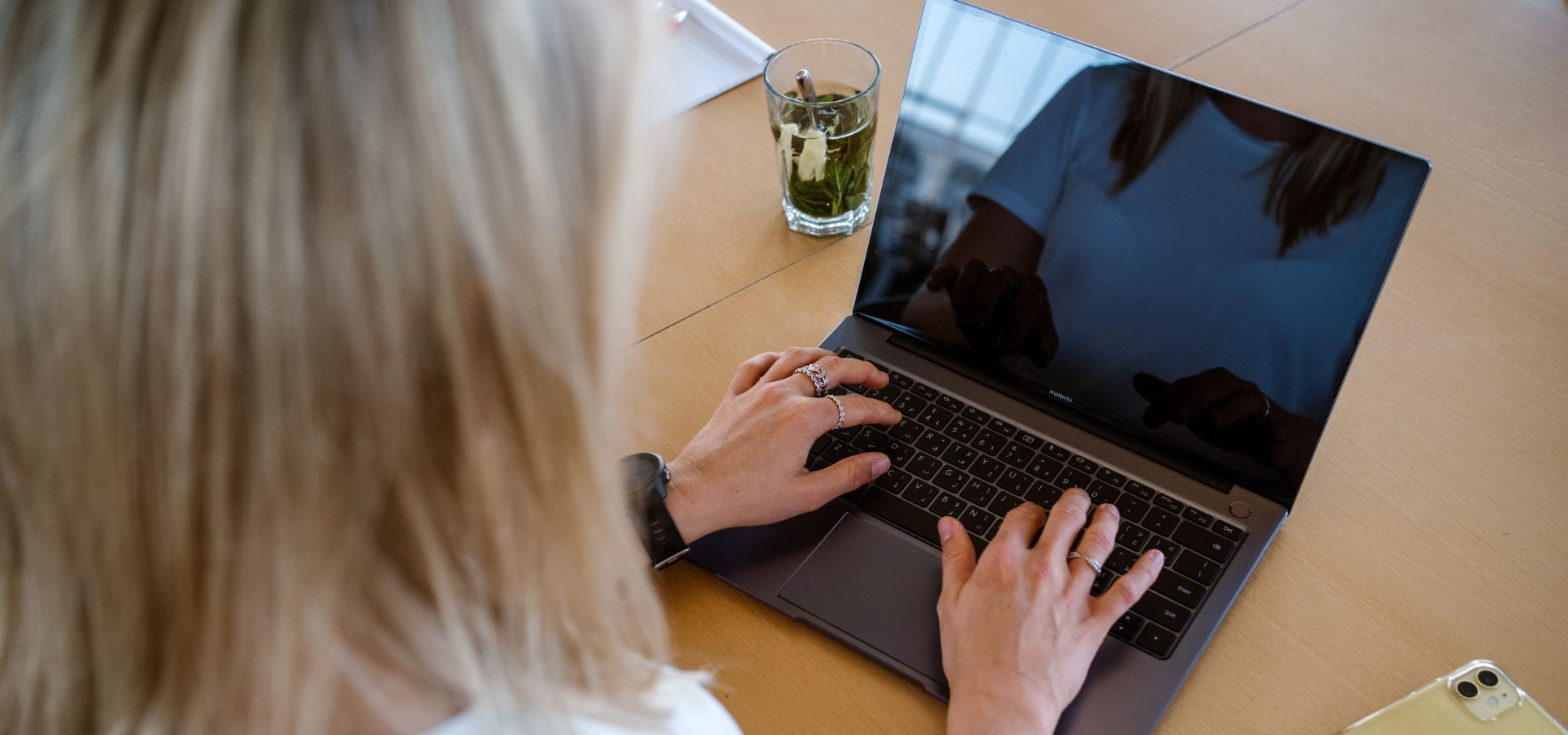 Woman working on her laptop