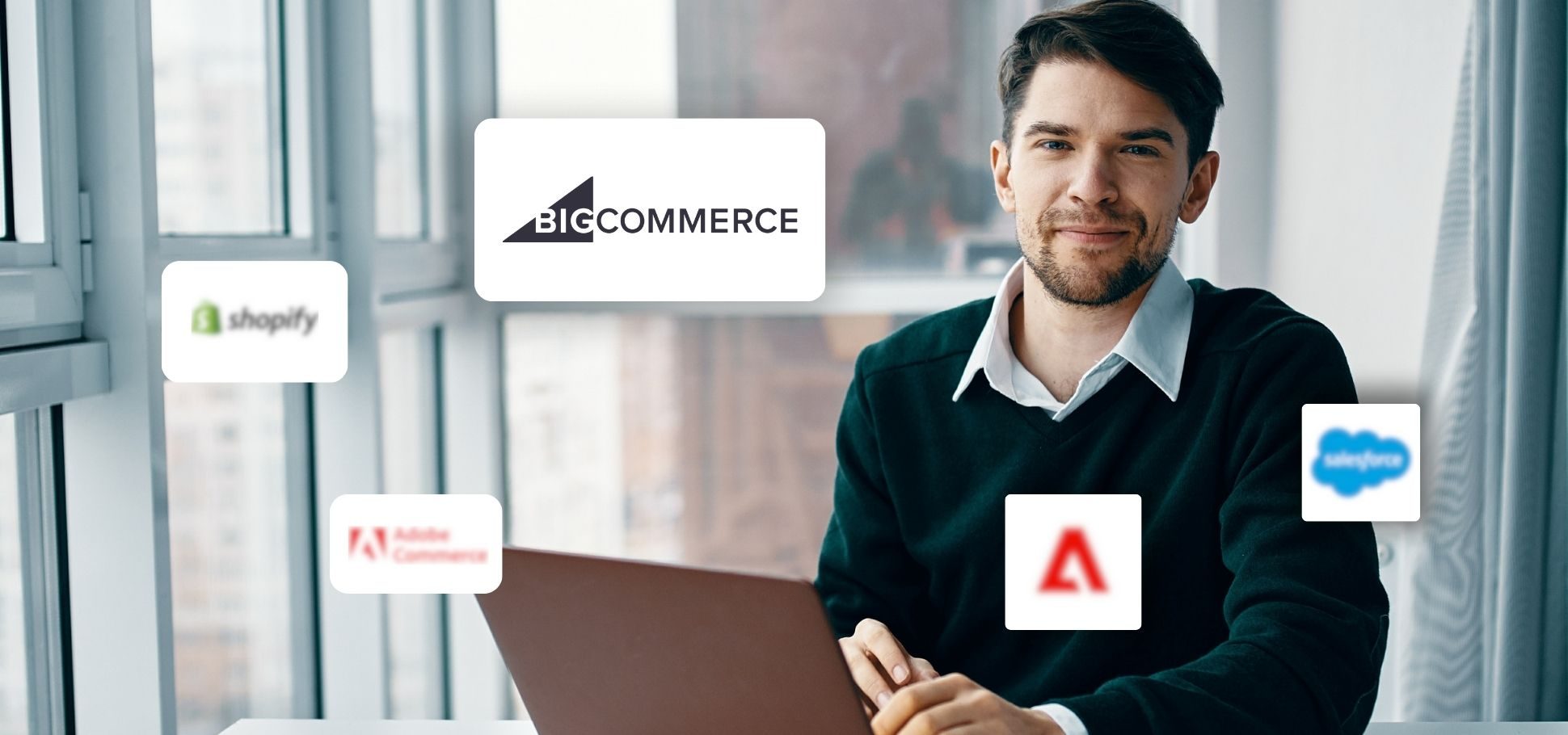 Man trying to choose between leading B2B e-commerce platforms