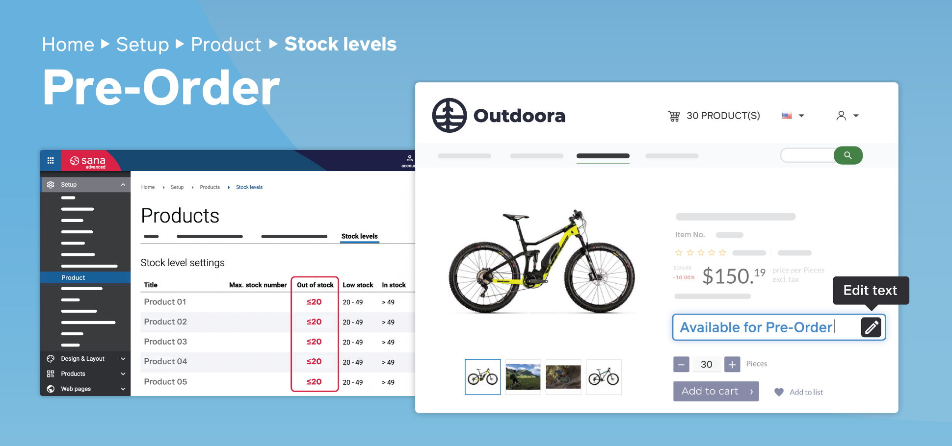 Sana Commerce pre-order functionality