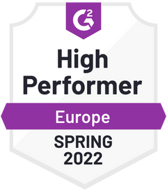 DE Homepage - G2 badge - Sana Commerce ranked High Performer Europe Spring 2022 ES