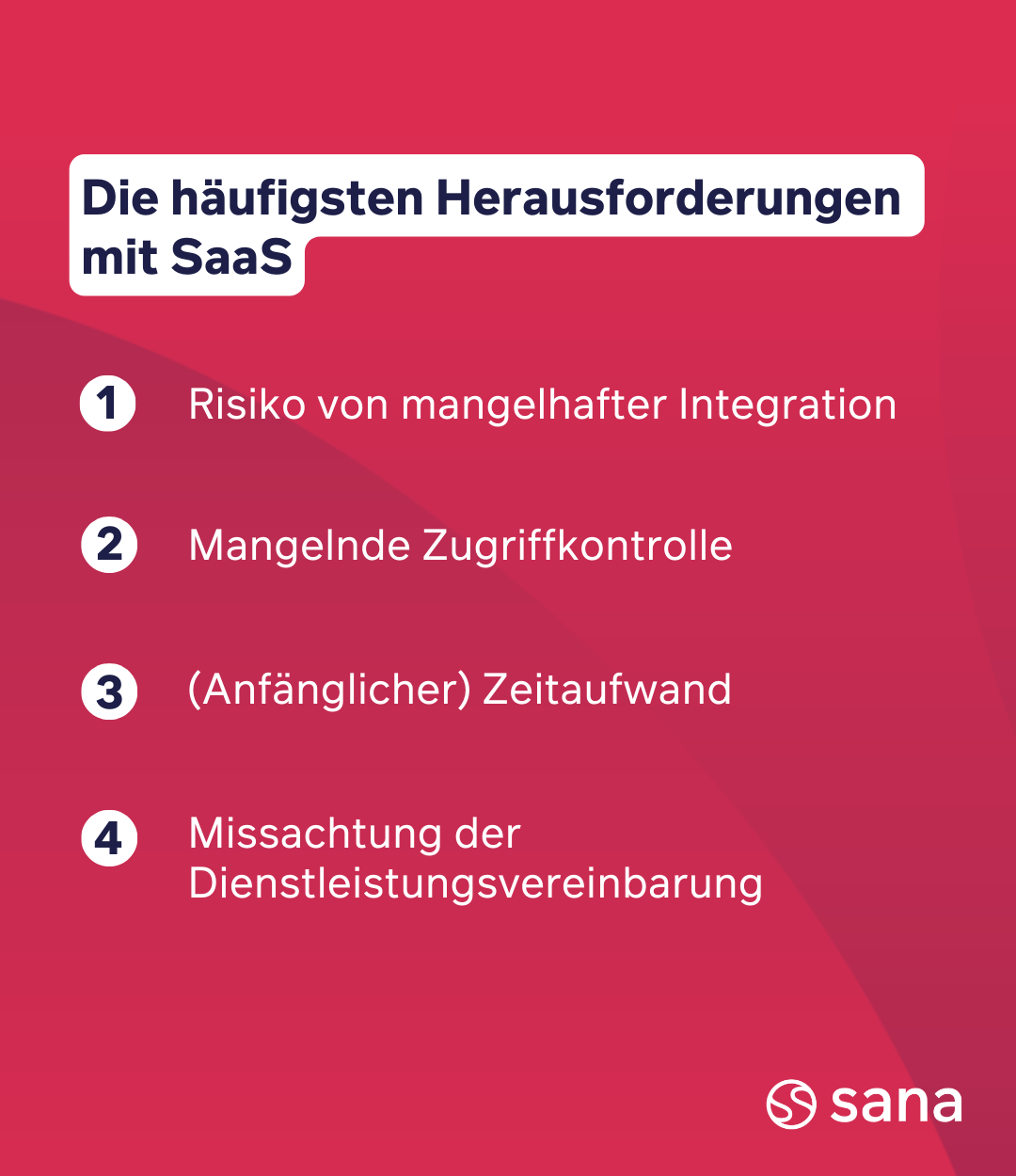 Liste mit Saas Herausforderungen