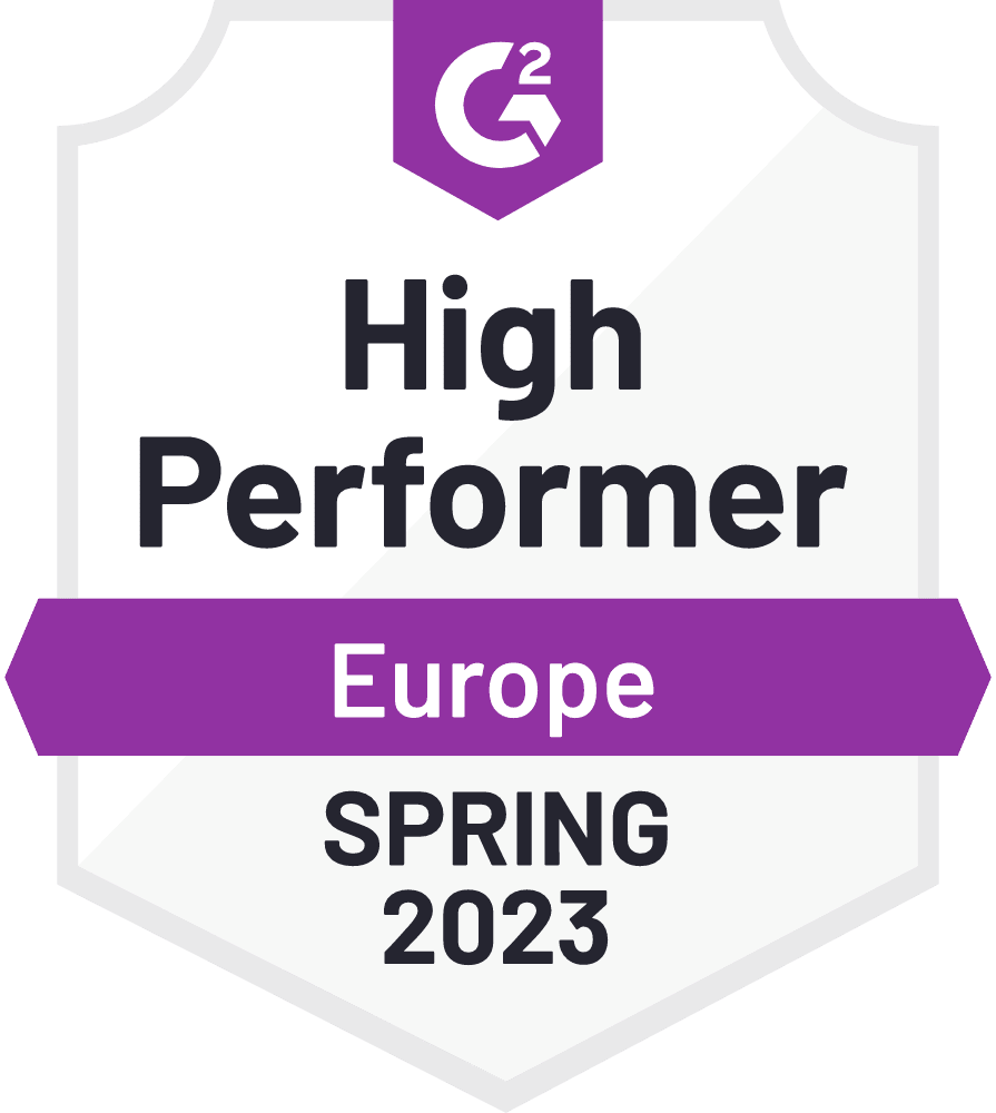 G2 Europe High Performer badge 2023