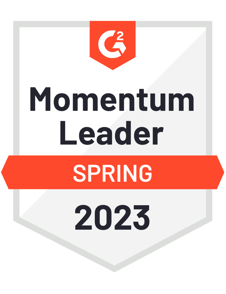G2 Momentum leader badge 2023