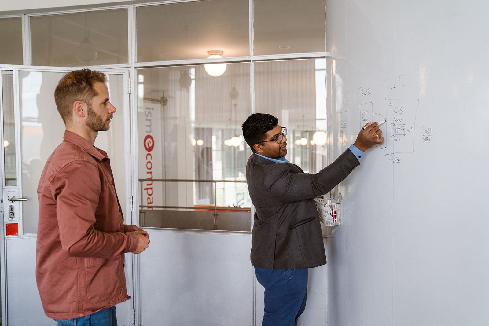 Man writing on a whiteboard