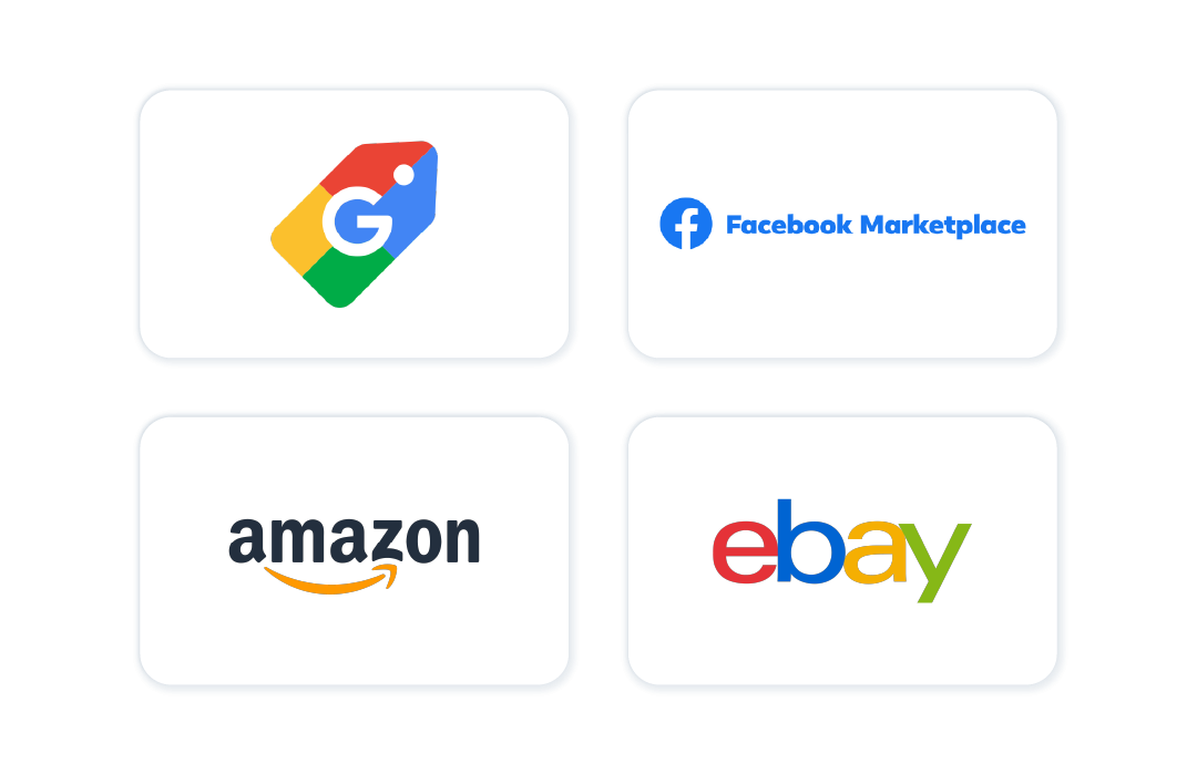 amazon, google, ebay, and facebook marketplaces logo