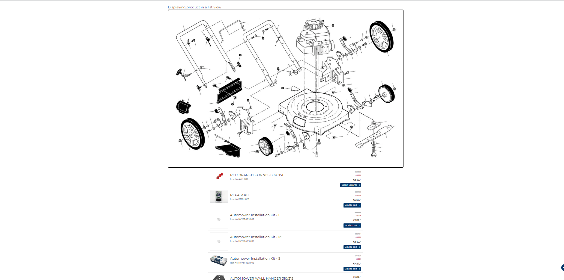 exploded view of machine with lookbook hotspots