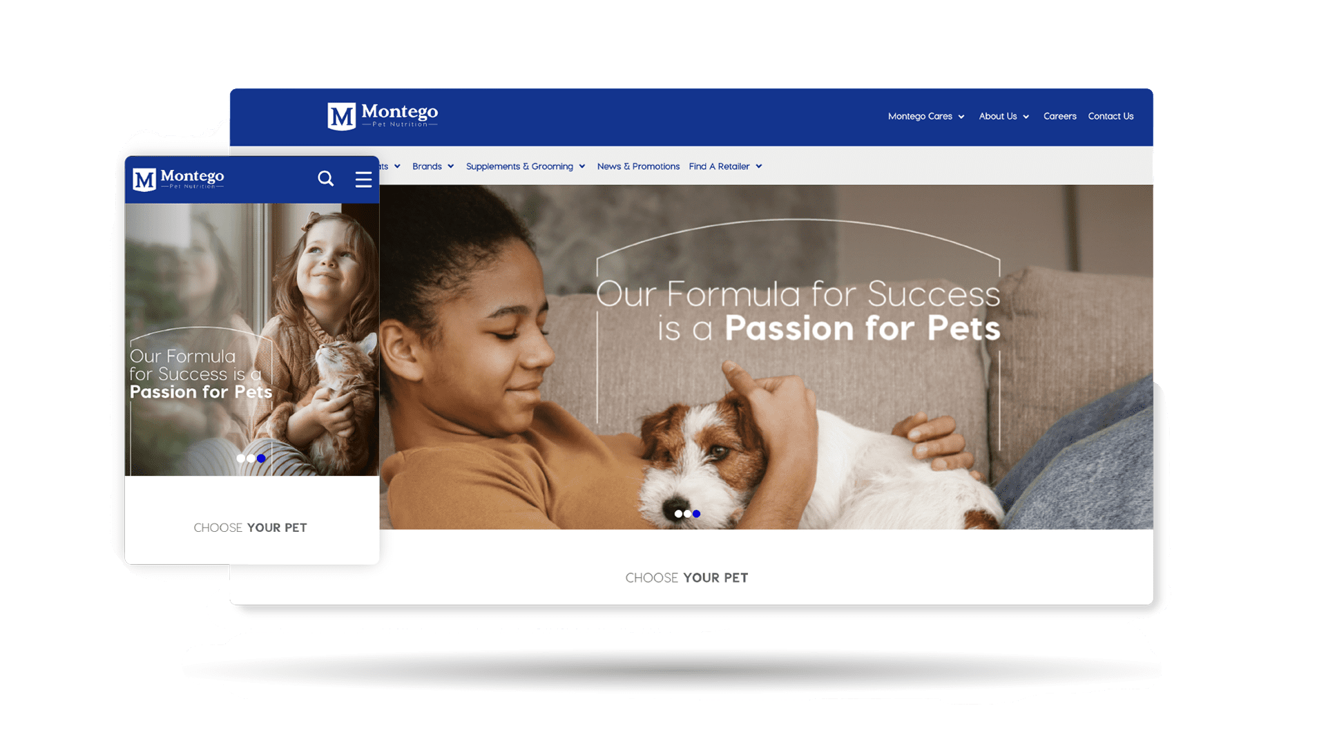 Montego Pet Nutrition - Sana Commerce Case Study - Web Store Mockup - Transparent