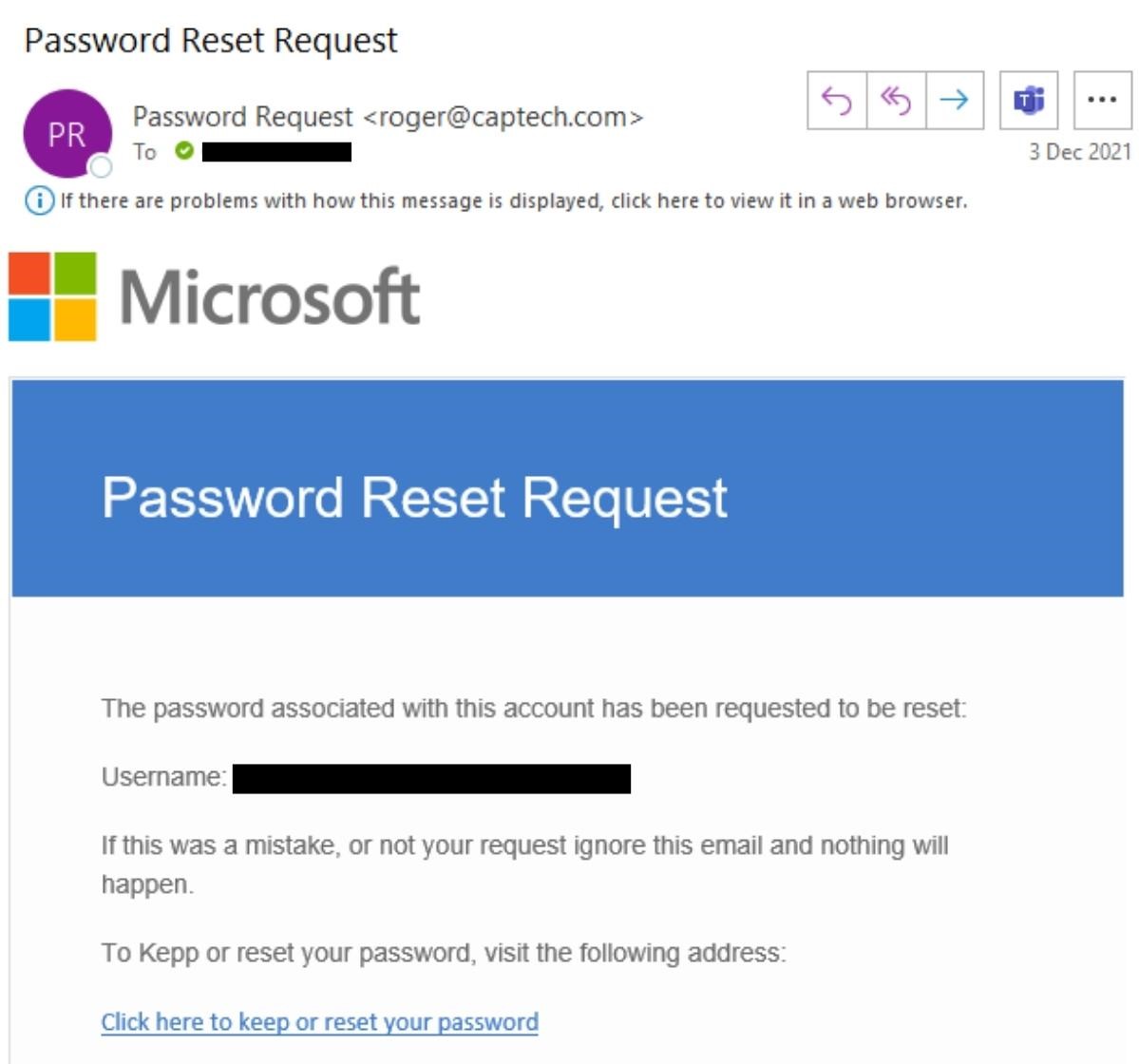 Password reset request