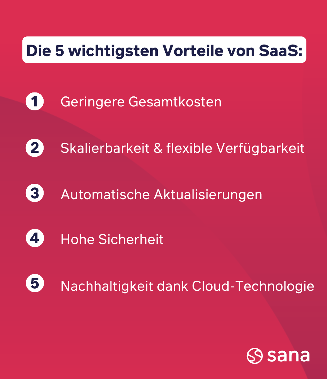 Liste mit SaaS Vorteilen