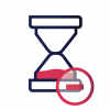Hourglass icon with a minus symbol overlayed