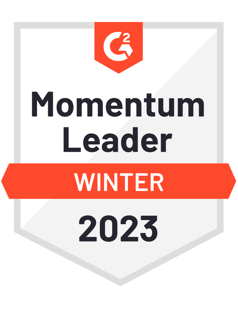 G2 badge - Sana Commerce ranked Momentum Leader Winter 2023