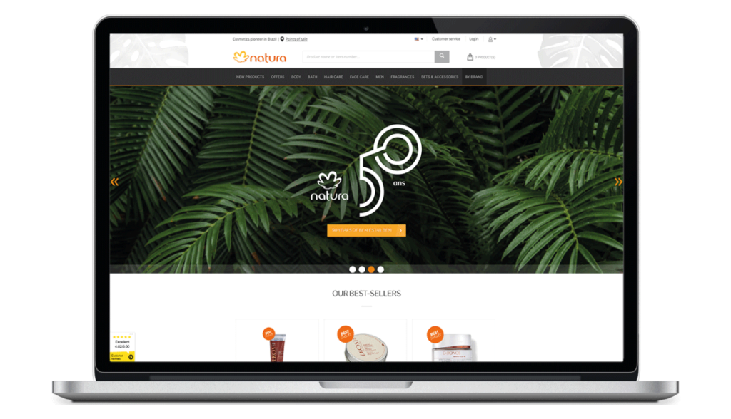 Screenshot of Natura Brasil's e-commerce website design