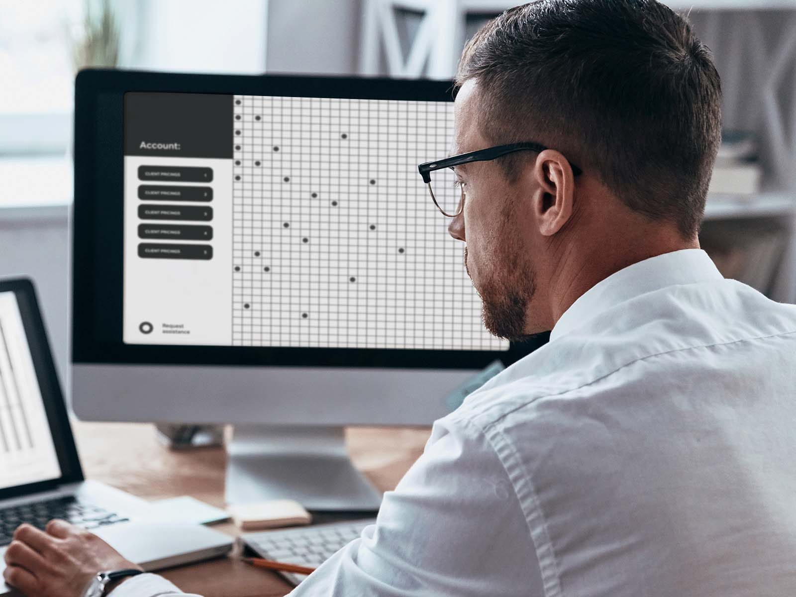 Businessman working on office computer